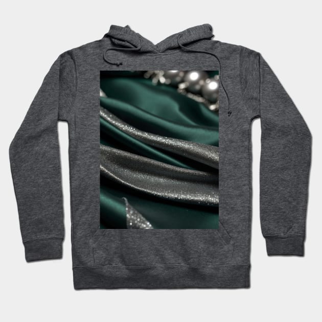 Green silver Christmas silk with pearls Hoodie by Khala